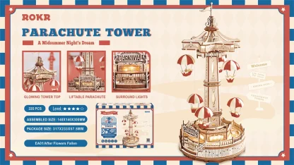 Robotime ROKR – Boîte à musique manège, puzzle 3D en bois — image 10