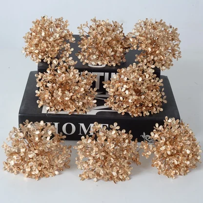 Têtes de fleurs d'hortensia artificielles dorées, fausses fleurs, décoration d'intérieur, décoration de Noël, accessoires du Nouvel An, 1 pièce, 3 pièces, 5 pièces — image 2