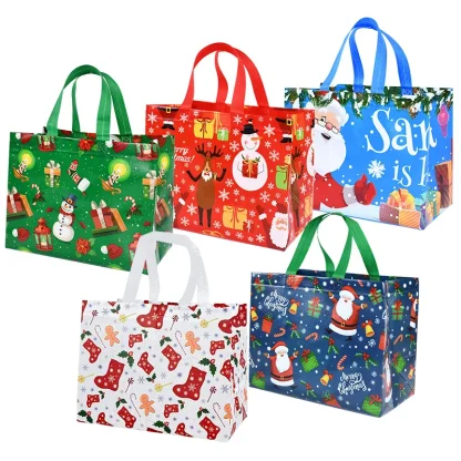 Sac cadeau de Noël Père Noël et bonhomme de neige — image 2