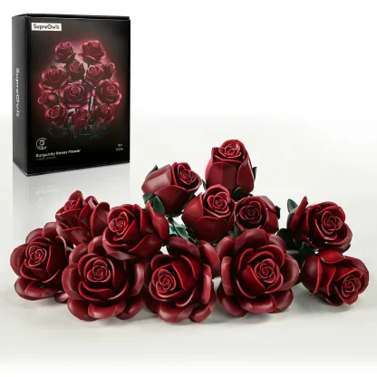 Ensemble de blocs de construction de Bouquet de Roses, fleurs artificielles, décoration de maison, briques florales de mariage, jouets, cadeau de noël, de saint-valentin pour adultes — image 8