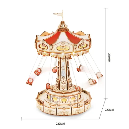 Robotime ROKR – Boîte à musique manège, puzzle 3D en bois — image 8