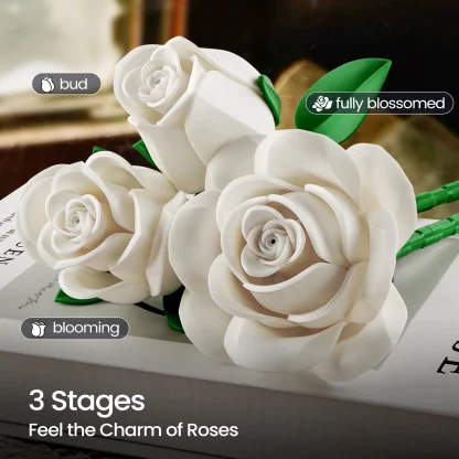 Ensemble de blocs de construction de Bouquet de Roses, fleurs artificielles, décoration de maison, briques florales de mariage, jouets, cadeau de noël, de saint-valentin pour adultes — image 14
