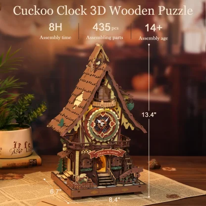 Robotime ROKR – Horloge coucou mécanique, puzzle 3D en bois — image 5
