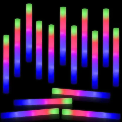 102 pièces LED bâtons de mousse Tube de joie baguettes de bâton de mariage 3 Modes clignotant bâton stroboscopique brille dans la nuit fête fournitures de noël — image 9