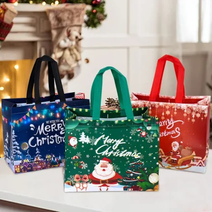 Sac cadeau de Noël Père Noël et bonhomme de neige — image 5