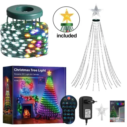 Guirlandes lumineuses de Noël, guirlandes lumineuses intelligentes RGBIC 400 LED avec décoration étoile supérieure, lumières de Noël adressables pour intérieur et extérieur — image 9