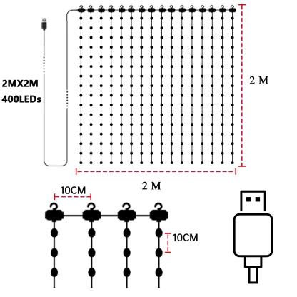 1/2 pièces rideaux lumineux intelligents RGB rideau chaîne lumières avec App synchronisation de musique à distance dynamique bricolage pour intérieur extérieur décoration murale de noël — image 11