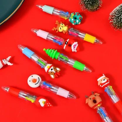 5 à 100 stylos à bille de Noël, 4 couleurs, avec motif de dessin animé, idéal comme cadeau pour les fêtes de Noël, les carnavals, le Nouvel An et la veille de Noël. — image 4