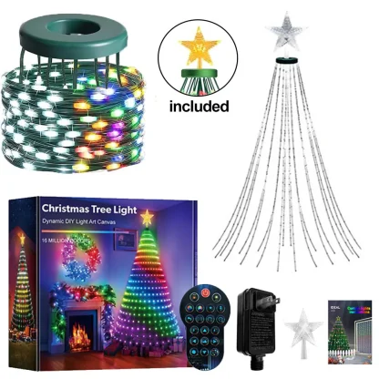 Guirlandes lumineuses de Noël, guirlandes lumineuses intelligentes RGBIC 400 LED avec décoration étoile supérieure, lumières de Noël adressables pour intérieur et extérieur — image 7