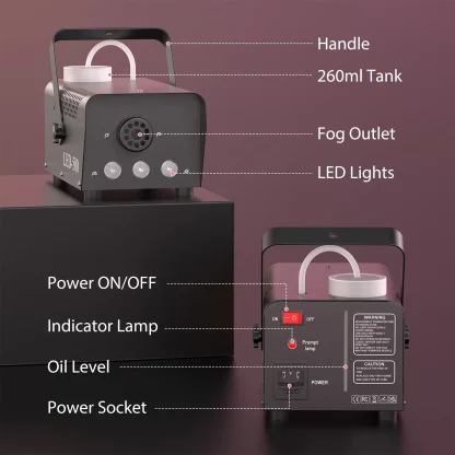 U'King 500W Machine à fumée RGB 3 LED Machine à brouillard de couleur mixte avec télécommande éjecteur de fumée de scène pour DJ Halloween Noël — image 4
