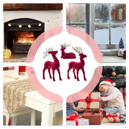 Décoration de noël en forme de renne, 3 pièces, Figurine d'élan, décoration de fête, rétro, fête de noël, pièce maîtresse festive — image 10