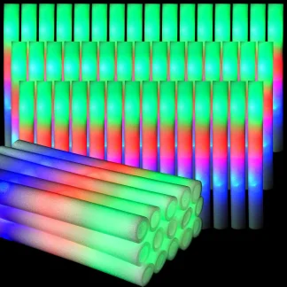 102 pièces LED bâtons de mousse Tube de joie baguettes de bâton de mariage 3 Modes clignotant bâton stroboscopique brille dans la nuit fête fournitures de noël