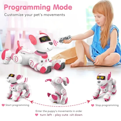 VATOS RC Robot électronique chien jouet cascadeur commande vocale chiot Programmable tactile-Sense musique Robot chien jouet cadeau de noël pour les enfants — image 4