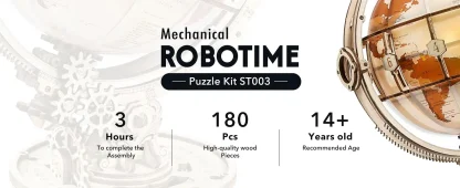 Robotime Globe Lumineux en Bois, Jeu de Puzzle 3D pour Noël, Cadeau pour Adultes, Décoration de Maison, Décoration de Bureau — image 7