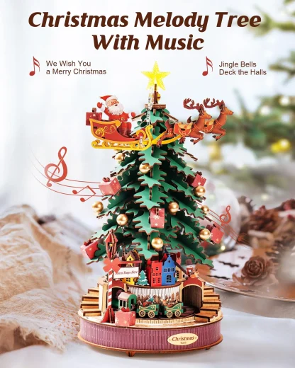 Rolife – Boîte à musique sapin de Noël lumineuse, puzzle 3D — image 2