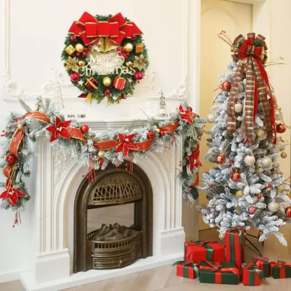 Décoration de noël faite à la main, Simulation de couronne de noël, accessoires de fenêtre suspendus pour porte, décoration de maison exquise de haute qualité — image 3