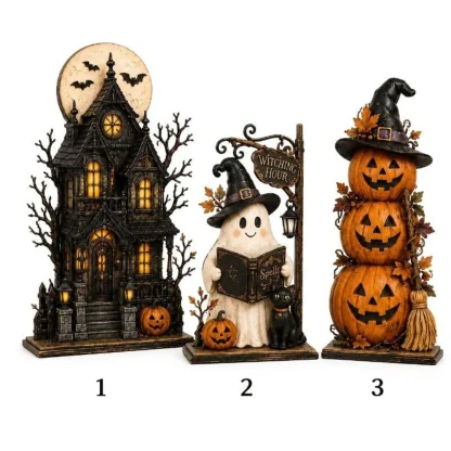 Décorations d'Halloween vintage en bois pour étagère — image 8