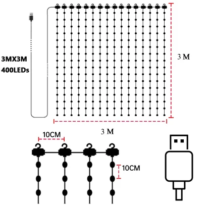 1/2 pièces rideaux lumineux intelligents RGB rideau chaîne lumières avec App synchronisation de musique à distance dynamique bricolage pour intérieur extérieur décoration murale de noël — image 10