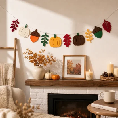 Guirlande en feutre citrouilles et feuilles d'automne — image 15
