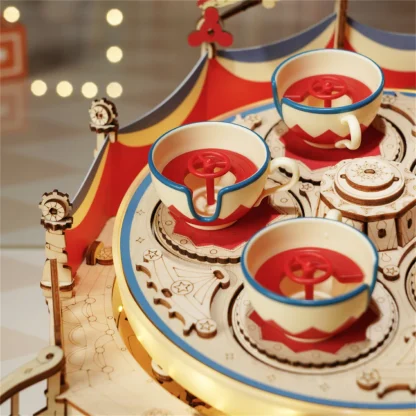 Robotime ROKR – Boîte à musique manège, puzzle 3D en bois — image 16
