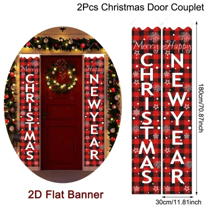 Bannière de porte de noël, Couplet de porte, décoration de joyeux noël pour la maison, décor de noël, nouvel an 2025, 2025 — image 13
