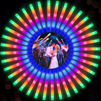 102 pièces LED bâtons de mousse Tube de joie baguettes de bâton de mariage 3 Modes clignotant bâton stroboscopique brille dans la nuit fête fournitures de noël — image 7