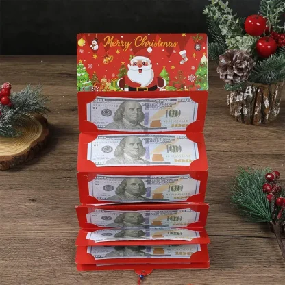 Carte de billets de banque pliante de noël, enveloppe de carte d'argent du père noël, décorations de joyeux noël pour la maison — image 17