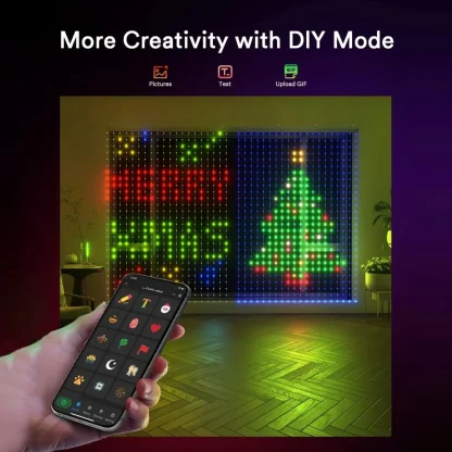 1/2 pièces rideaux lumineux intelligents RGB rideau chaîne lumières avec App synchronisation de musique à distance dynamique bricolage pour intérieur extérieur décoration murale de noël — image 3