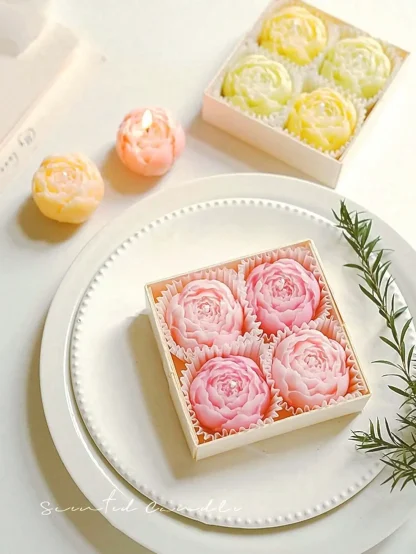 Bouquet de 4 bougies roses parfumées en cire de soja — image 5