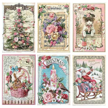 Autocollants de bouteille de vin vintage, père Noël rose, papier de cerf, décorations de fête joyeux Noël, fournitures de cadeaux Noel, 12 pièces — image 5