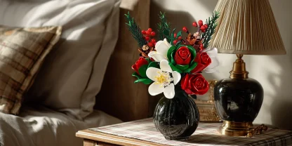 Ensemble de construction de Bouquet de Roses de noël, blocs de fleurs, décoration botanique artificielle pour la maison, cadeaux créatifs pour la saint-valentin pour adultes — image 11