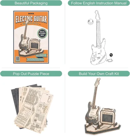 Robotime – Guitare électrique, puzzle 3D en bois — image 7