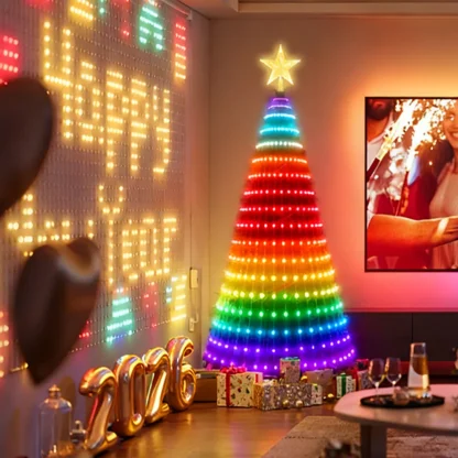 Guirlandes lumineuses de Noël, guirlandes lumineuses intelligentes RGBIC 400 LED avec décoration étoile supérieure, lumières de Noël adressables pour intérieur et extérieur — image 27