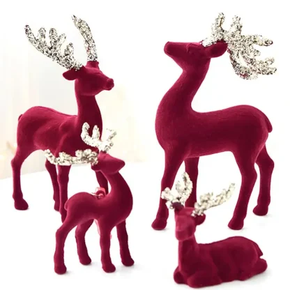 Décoration de noël en forme de renne, 3 pièces, Figurine d'élan, décoration de fête, rétro, fête de noël, pièce maîtresse festive — image 4