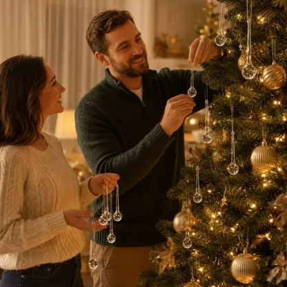 6-30 pièces de pendentifs en forme de gouttes de pluie en cristal, décorations pour sapin de Noël, perles de verre, décoration de rideaux, fournitures pour décorations de fête à domicile DIY — image 14
