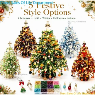 Kit sapin de Noël en perles à assembler, avec lumières