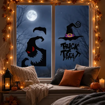 Stickers d'Halloween maison hantée pour vitres