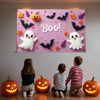 Toile de Fond de Photographie de Citrouille Fantôme Effrayant, Décoration d'Halloween, Décor de ixd'Anniversaire pour Bébé Fille, Rose, 180x110cm