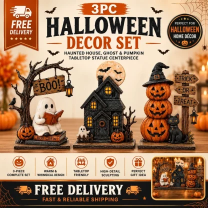 Décorations d'Halloween vintage en bois pour étagère — image 9