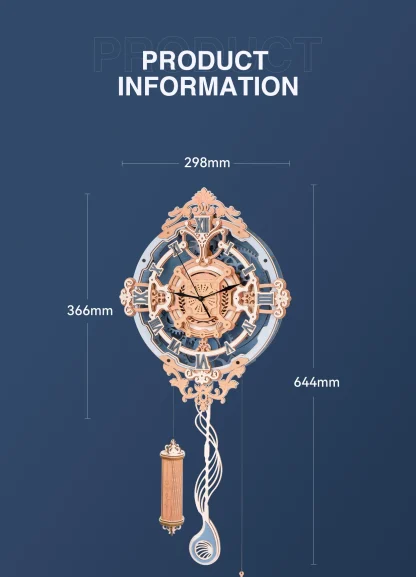 Robotime Horloge Murale Romantique 3D en Bois, Puzzle IQ, Ensemble de Blocs de Construction pour Enfants et Adultes, Cadeau de Noël — image 17