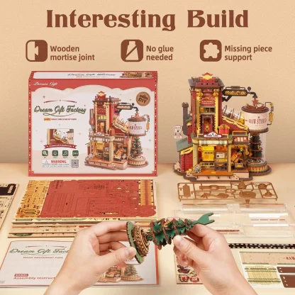 Robotime – Boîte à musique carrousel, puzzle 3D en bois — image 8