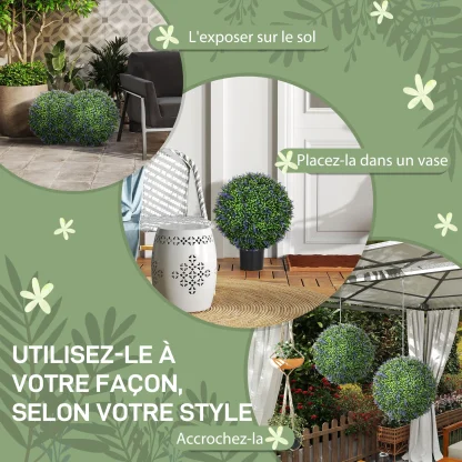 HOMCOM – Lot de 2 boules topiaires lavande, 42 cm — image 3