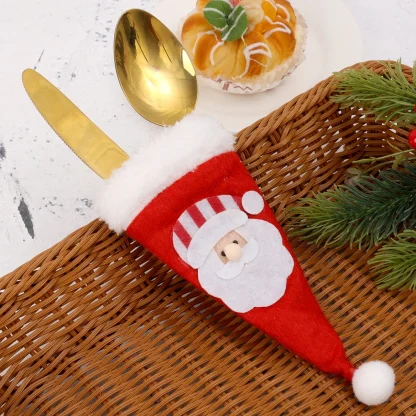 Ensemble de couverts de noël, couvercle de bouteille de vin, chapeau de père noël, fourchette, couteau, porte-vaisselle, sac, décorations de Table à dîner, 10/1 pièces — image 21