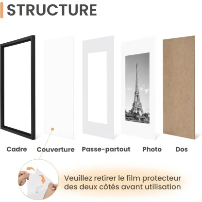 Lot de 3 cadres photo A4, noir — image 3