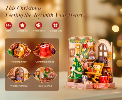 Kits de construction de maisons miniatures Rolife, kit de maison miniature DIY, décoration de cheminée de Noël pour adultes, cadeau de Noël — image 16