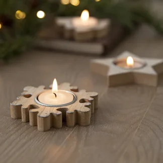 Chandelier flocon de neige de noël en bois, bougeoir en forme d'arbre de noël pour la décoration de la maison, décor du nouvel an 2022