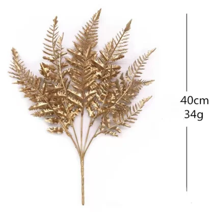 Fleur artificielle dorée et argentée, fausses feuilles de fleurs, plantes en plastique, Bouquet de mariage, décoration de Table pour la maison, accessoire Photo — image 18
