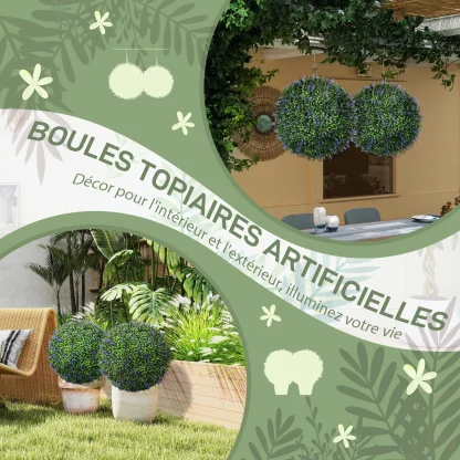 HOMCOM – Lot de 2 boules topiaires lavande, 42 cm — image 4
