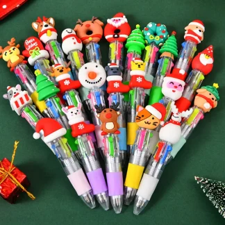 5 à 100 stylos à bille de Noël, 4 couleurs, avec motif de dessin animé, idéal comme cadeau pour les fêtes de Noël, les carnavals, le Nouvel An et la veille de Noël.