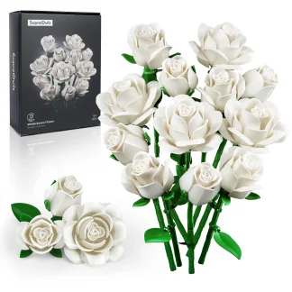 Ensemble de blocs de construction de Bouquet de Roses, fleurs artificielles, décoration de maison, briques florales de mariage, jouets, cadeau de noël, de saint-valentin pour adultes